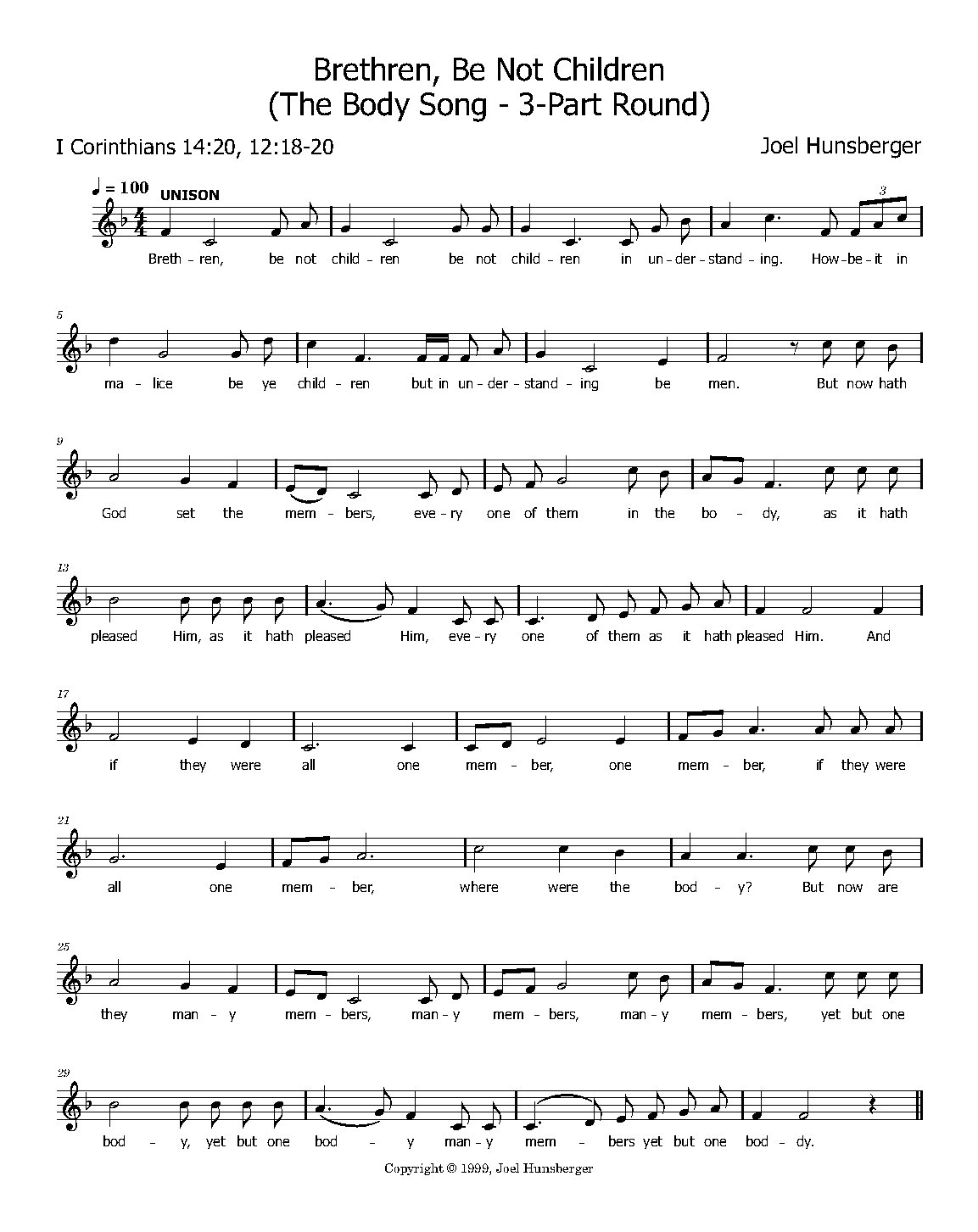 Brethren, Be Not Children (The Body Song)