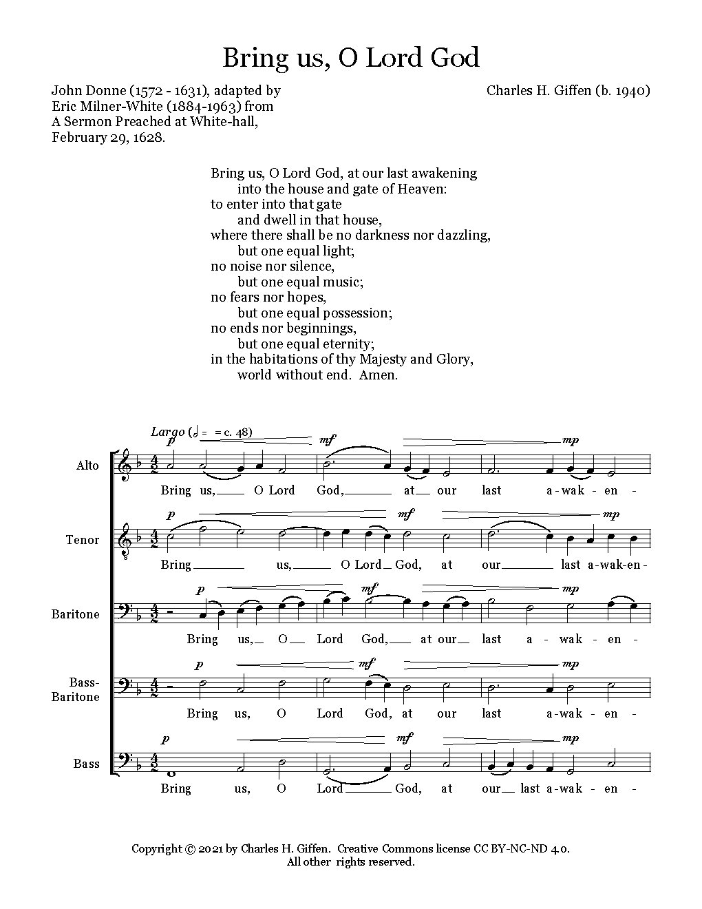 Bring us, O Lord God