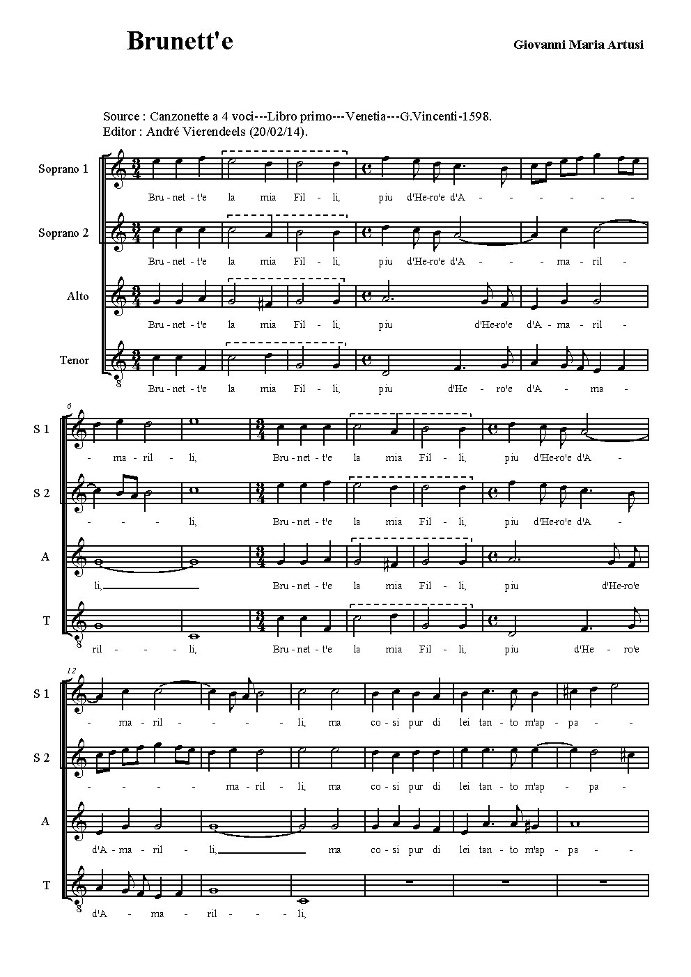 Brunett' è la mia Filli - Choir Script PDF Thumbnail