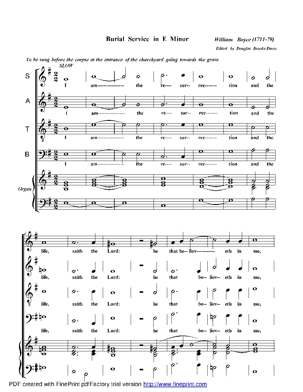 Burial Service in E Minor