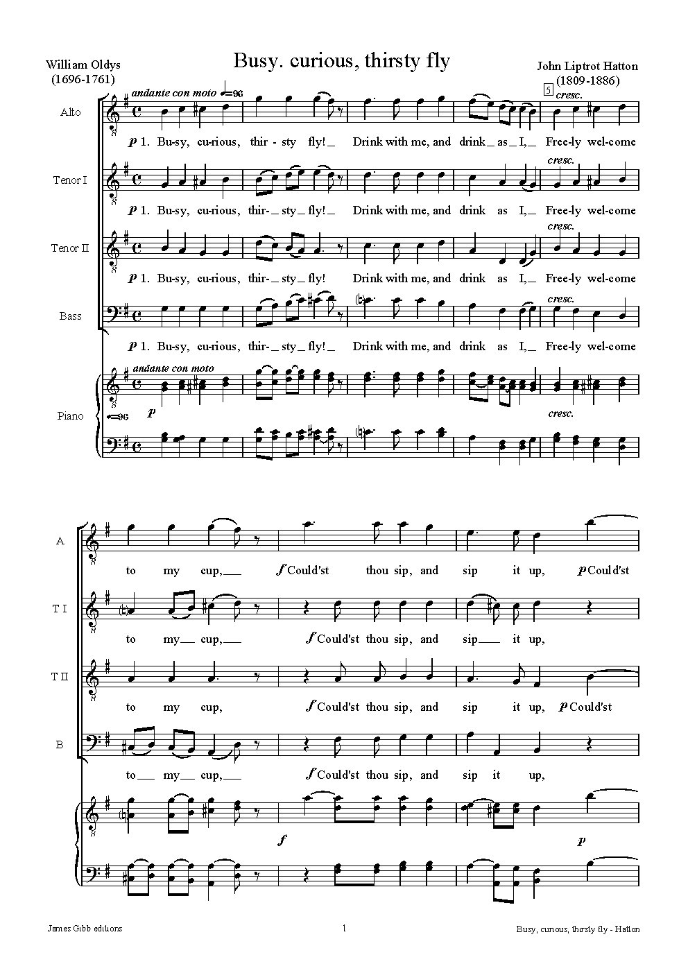 Busy, curious, thirsty fly - Choir Script PDF Thumbnail