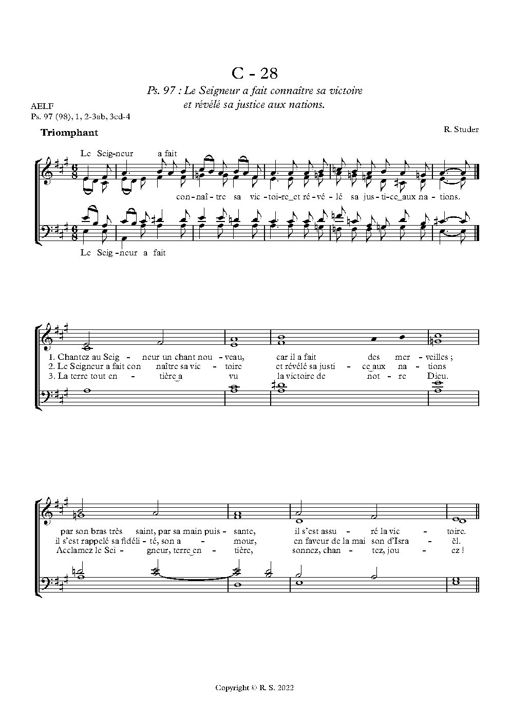 C - 28 : Psaume et Acclamation - Choir Script PDF Thumbnail