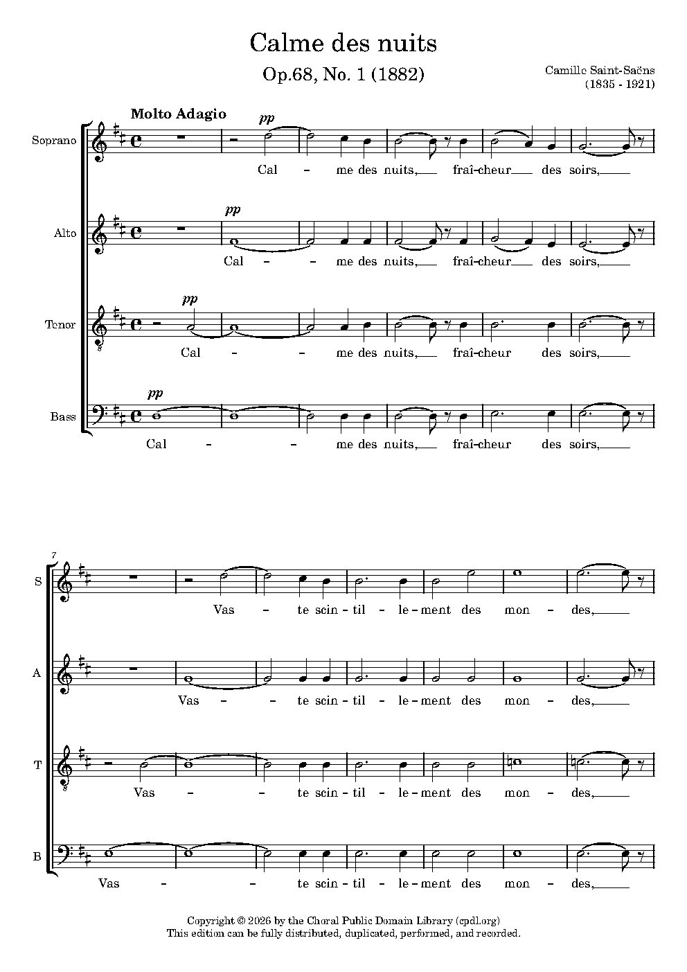 Calme des nuits, Op. 68, No. 1