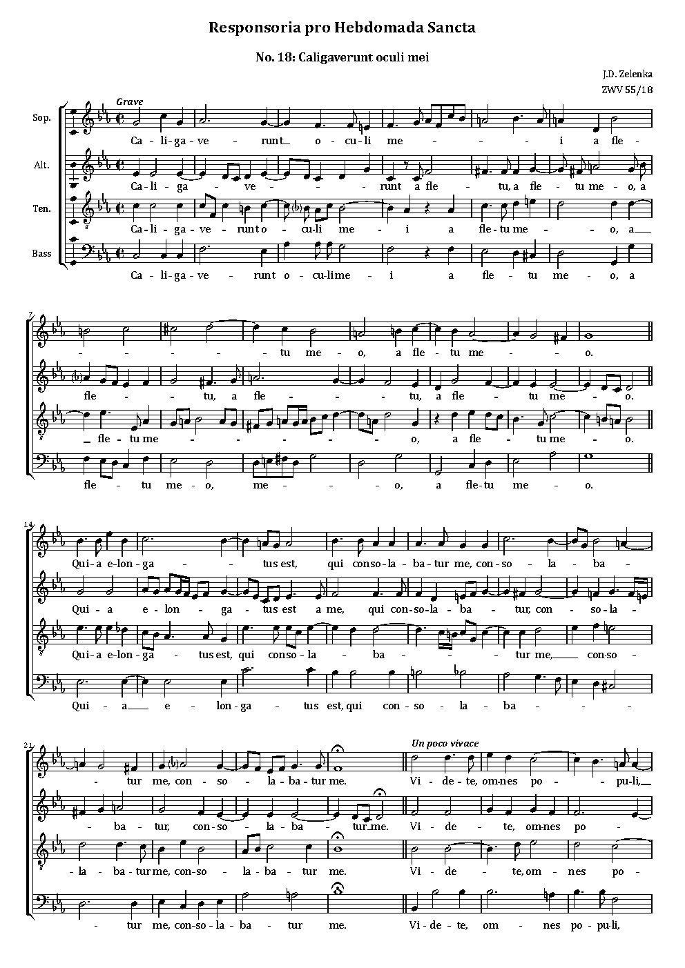 Caligaverunt oculi mei, ZWV 55:18 - Choir Script PDF Thumbnail