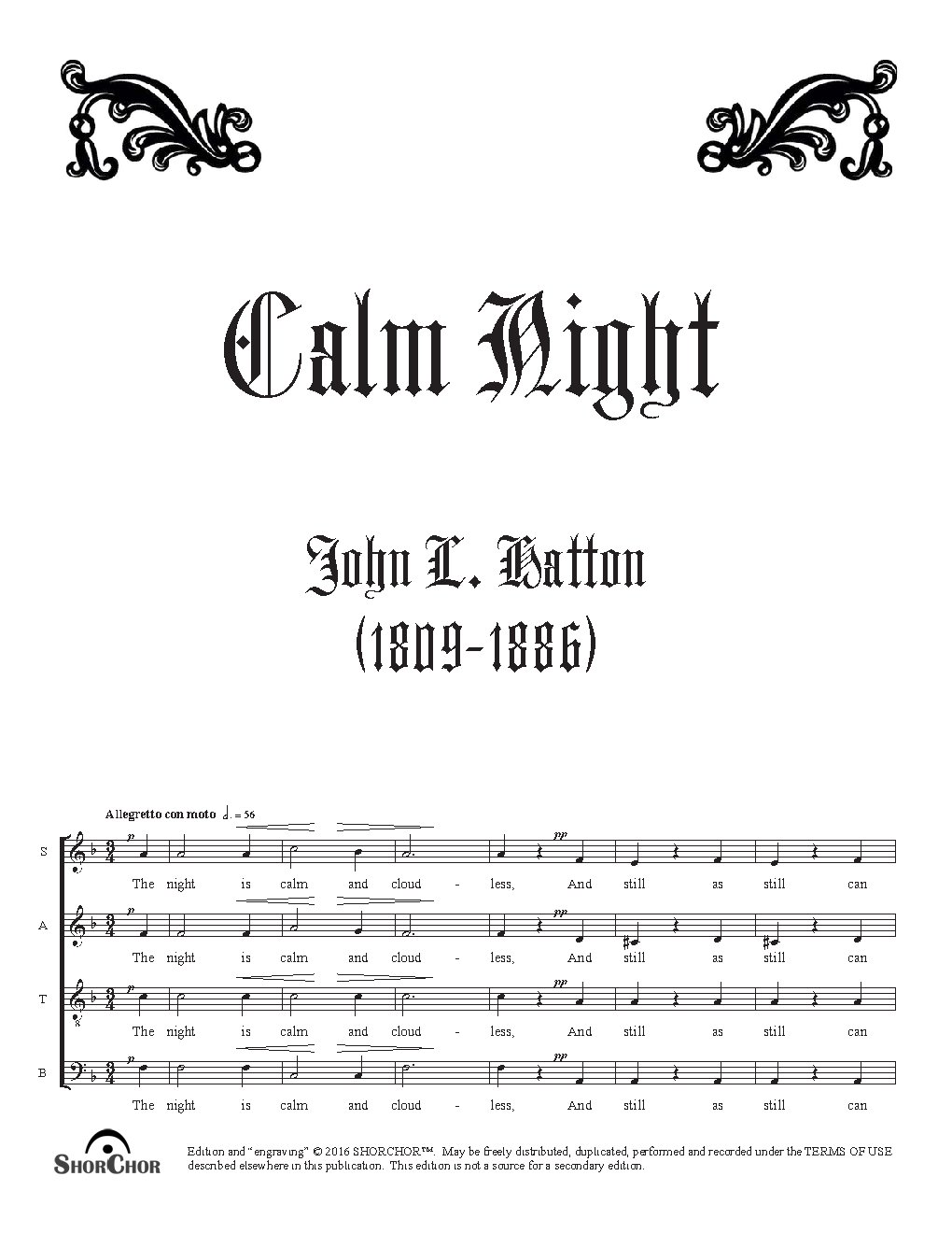 Calm night - Choir Script PDF Thumbnail