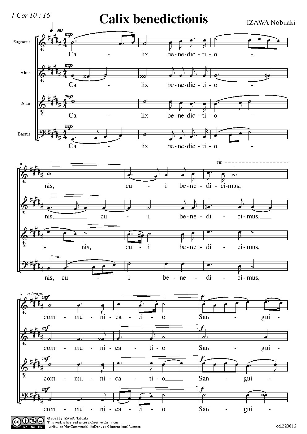 Calix benedictionis - Choir Script PDF Thumbnail