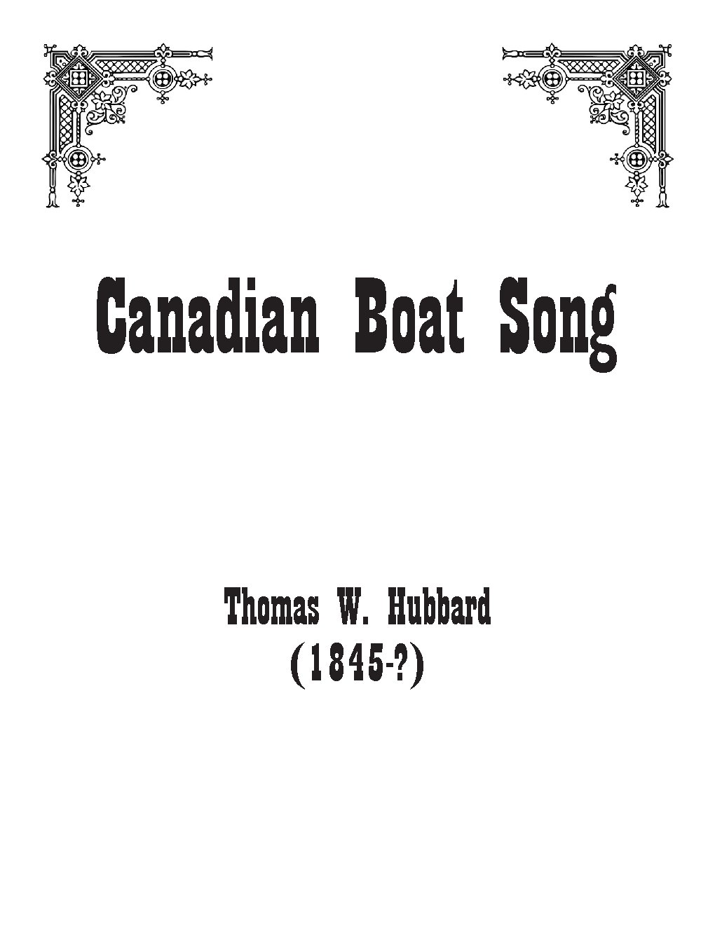 Canadian Boat Song