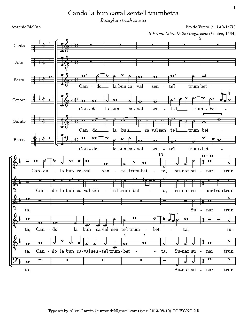 Cando la bun caval sente'l trumbetta - Choir Script PDF Thumbnail