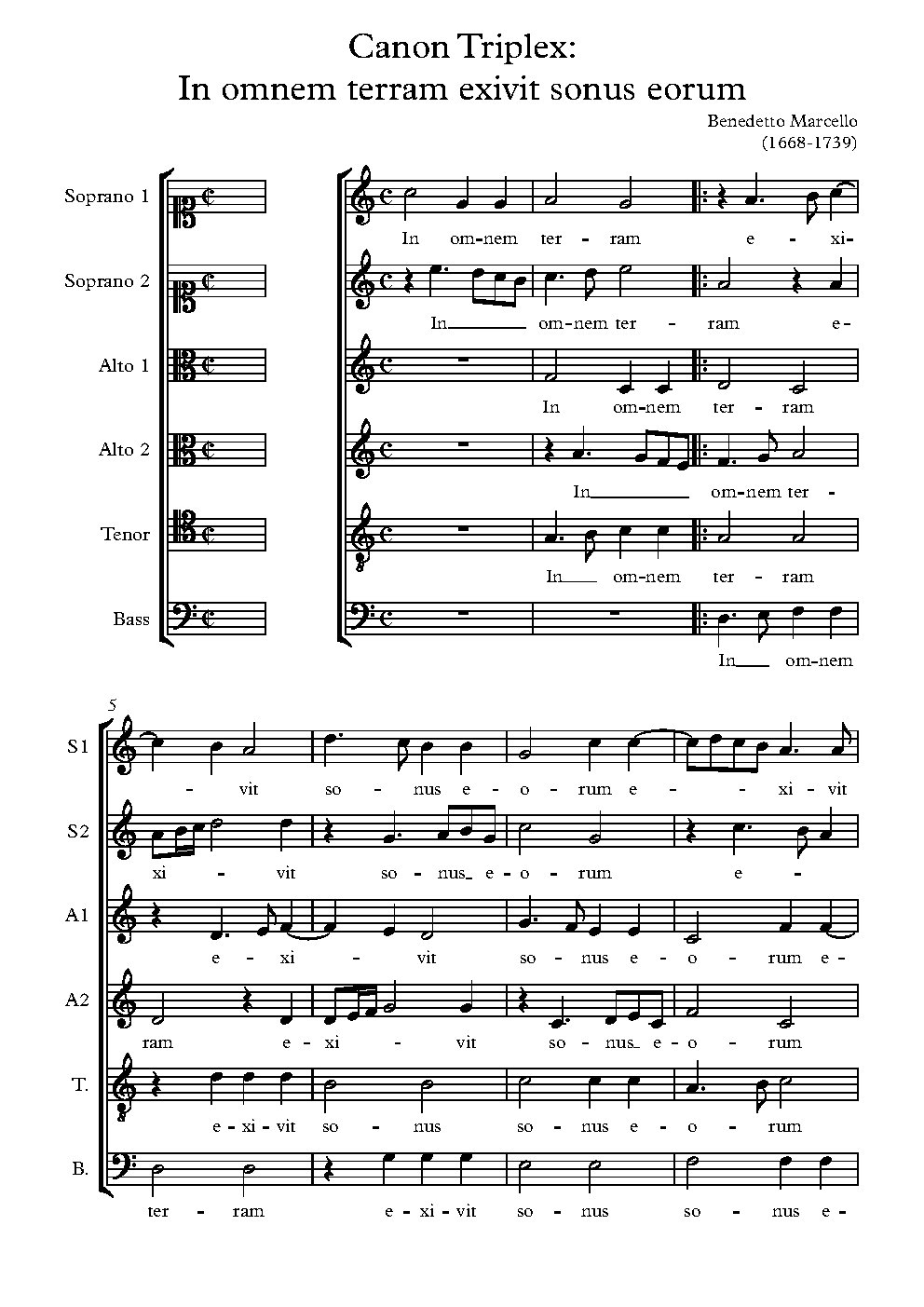 Canon triplex: In omnem terram exivit sonus eorum - Choir Script PDF Thumbnail