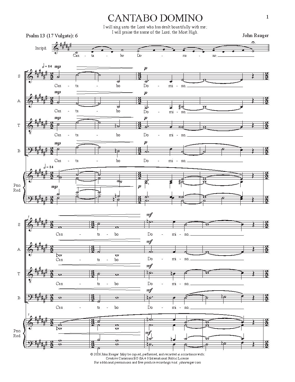 Cantabo Domino - Choir Script PDF Thumbnail