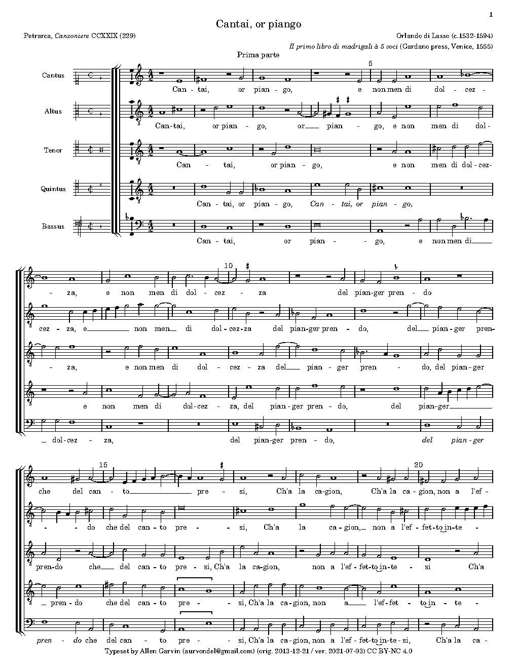 Cantai, or piango