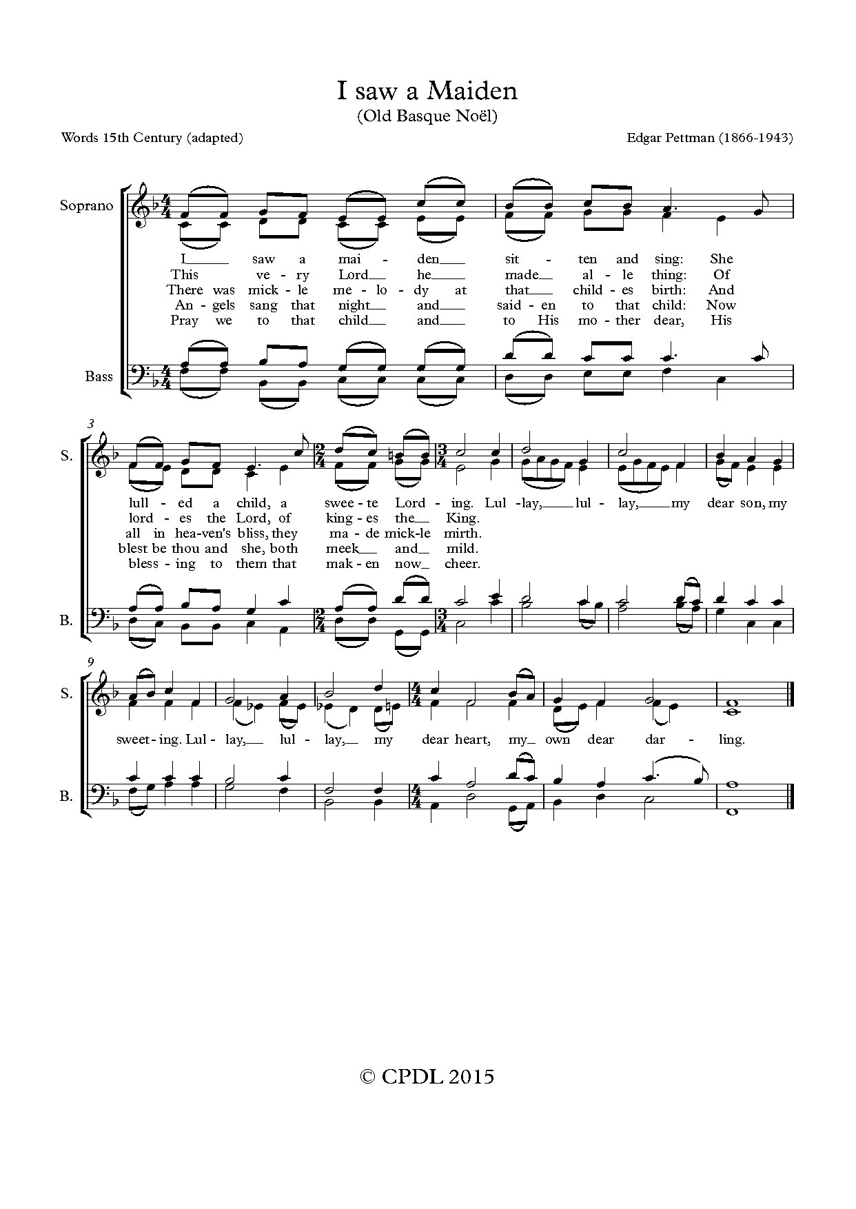 I Saw A Maiden (full Score) - Download Choir Script PDF
