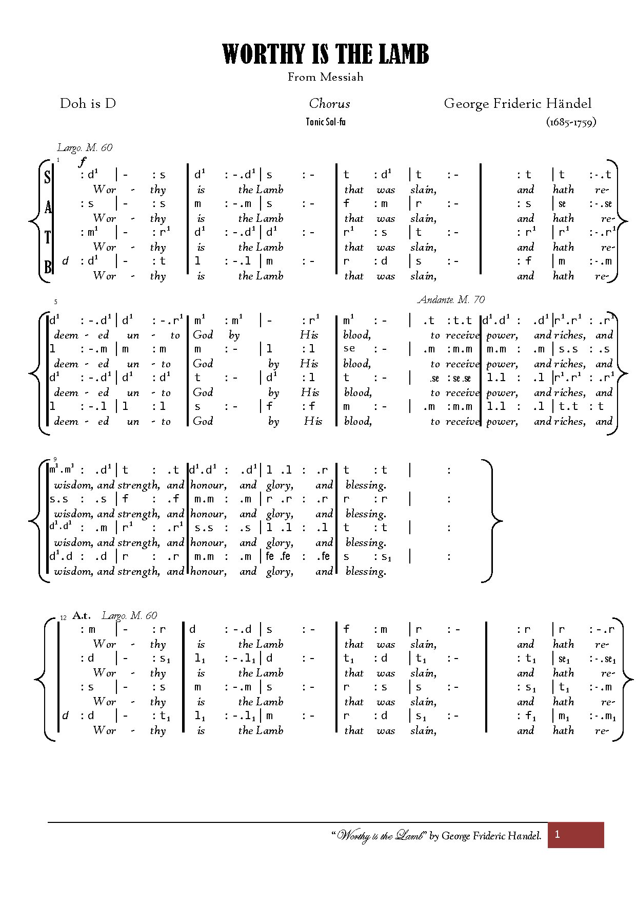Worthy Is The Lamb - Download Choir Script PDF
