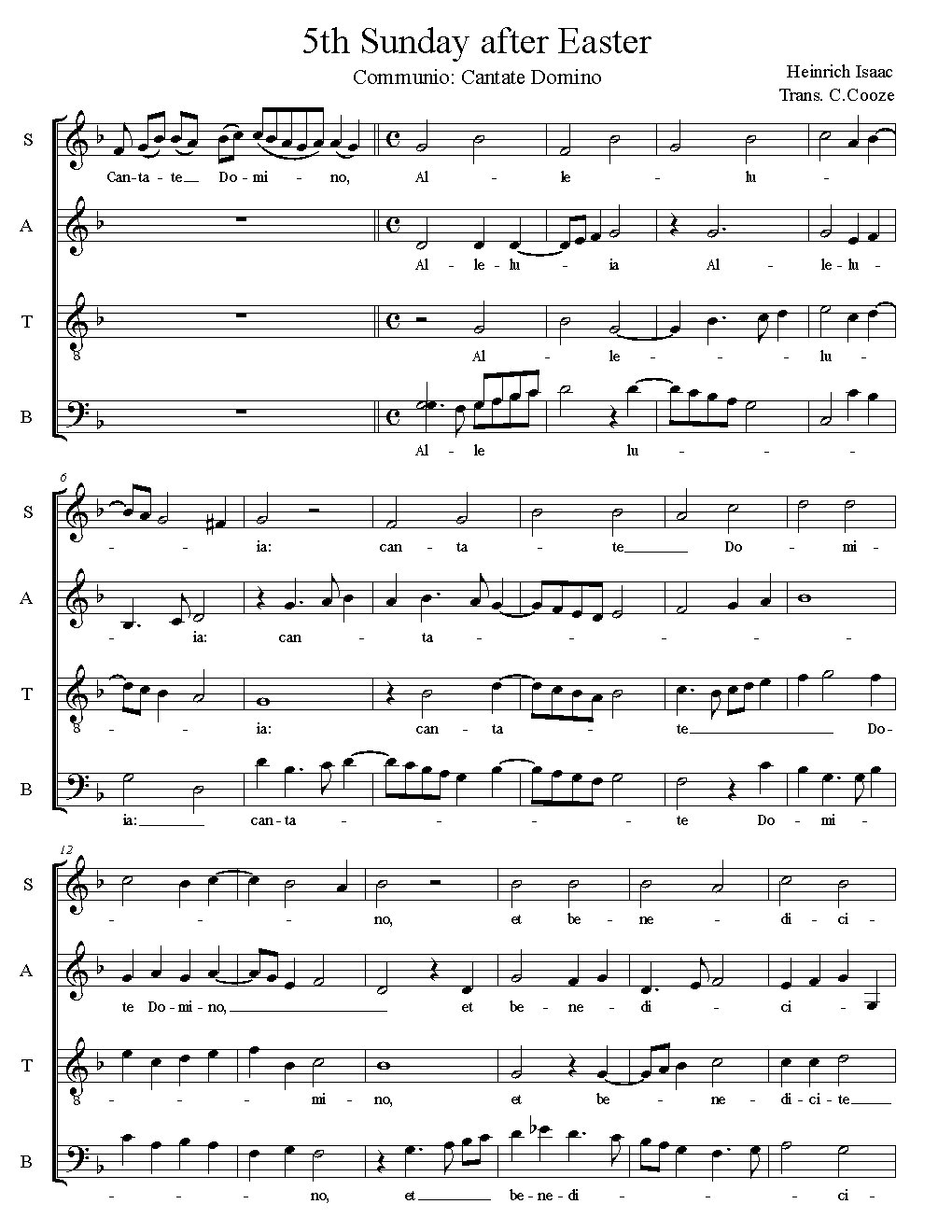 Communio: Cantate Domino