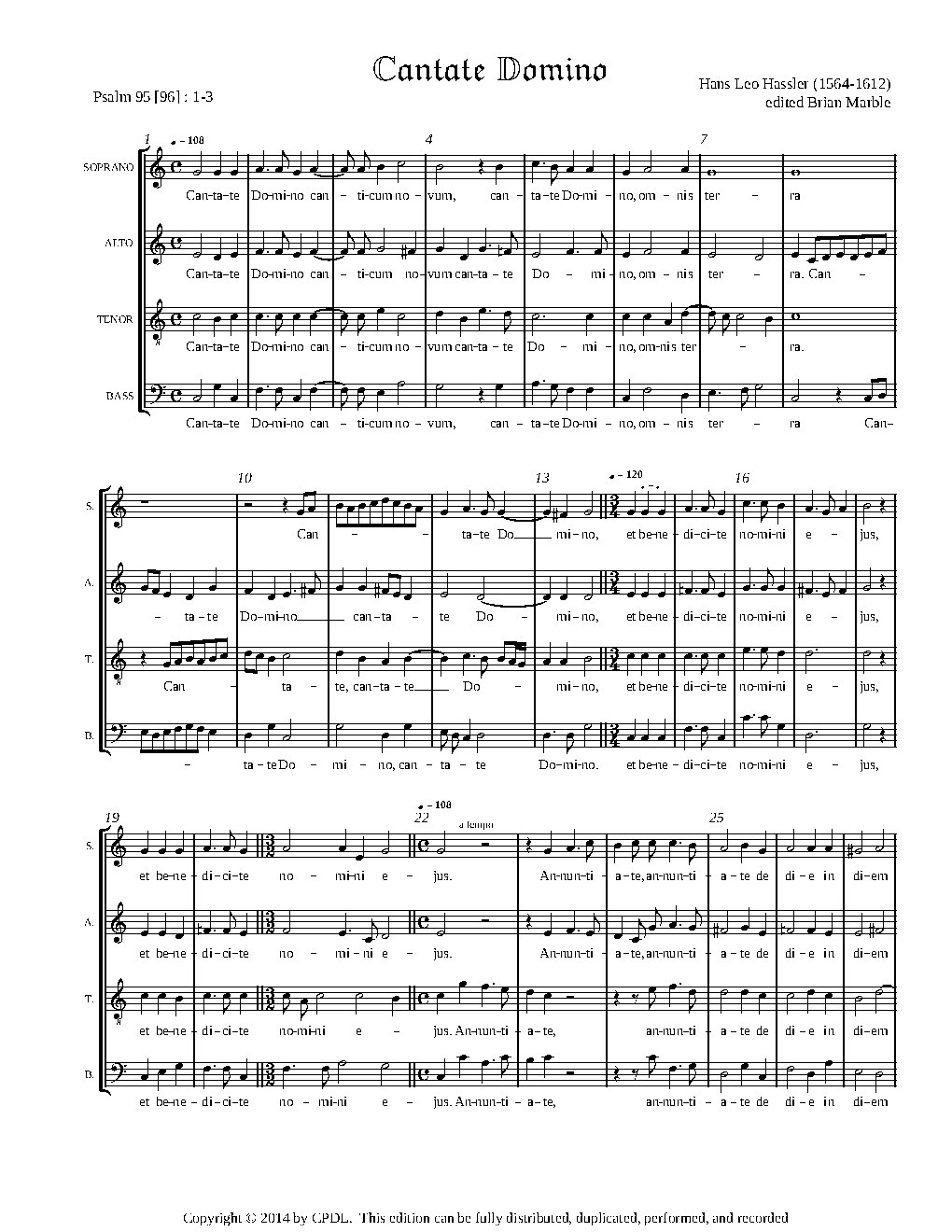Cantate Domino (4 voices)