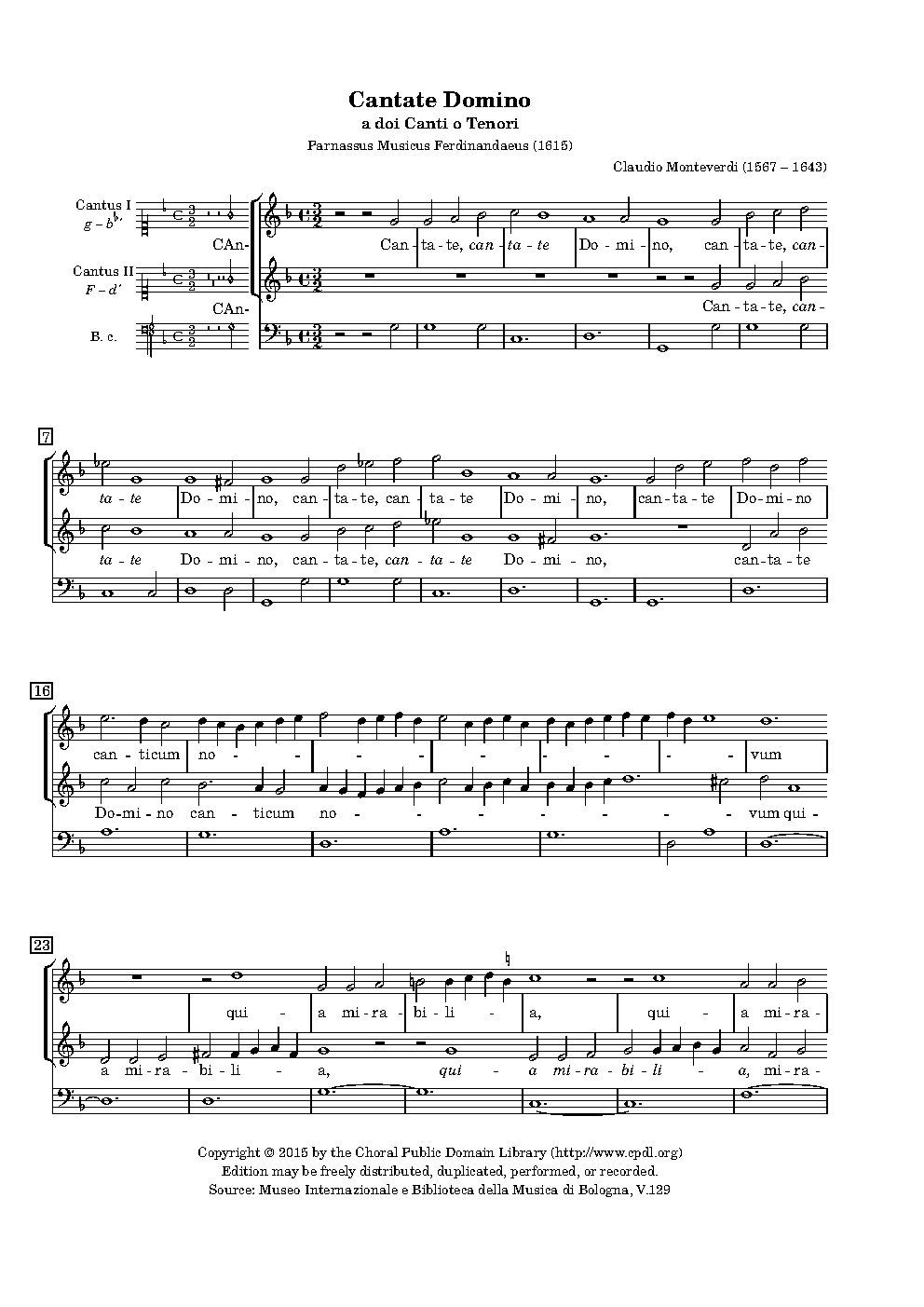 Cantate Domino a 2 - Choir Script PDF Thumbnail