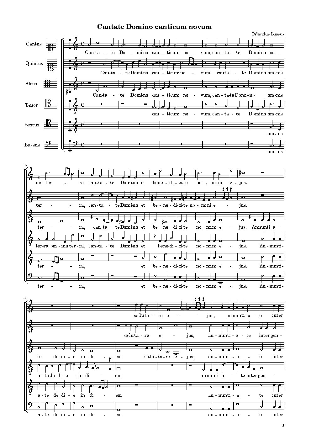 Cantate Domino canticum novum a6