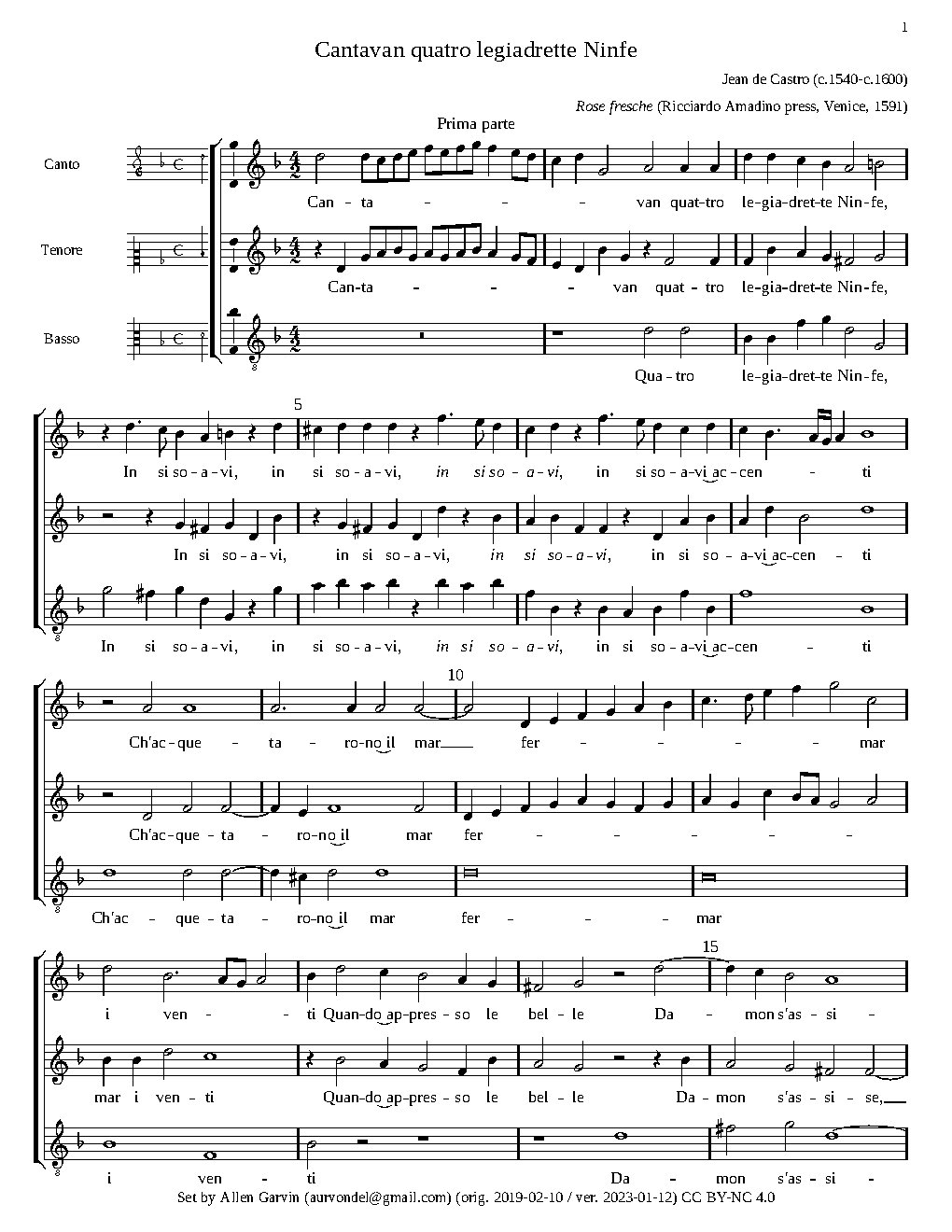 Cantavan quatro legiadrette Ninfe