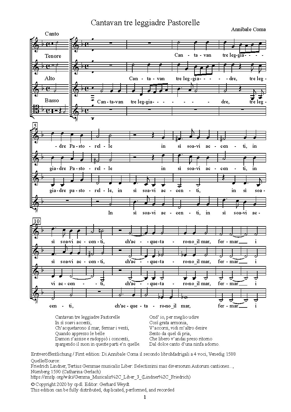 Cantavan tre leggiadre Pastorelle