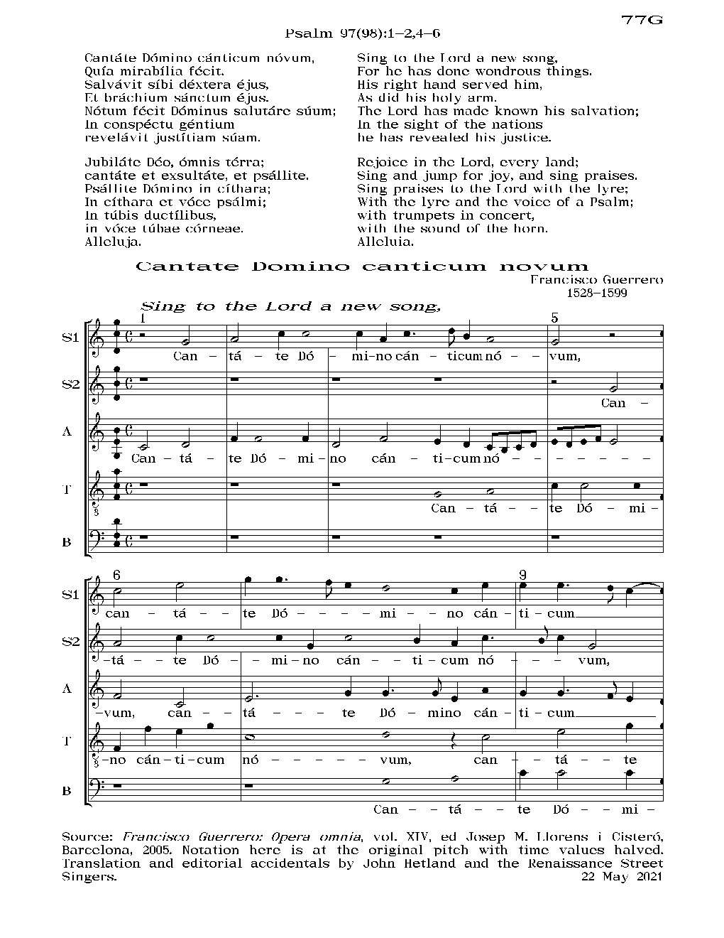 Cantate Domino canticum novum - Choir Script PDF Thumbnail