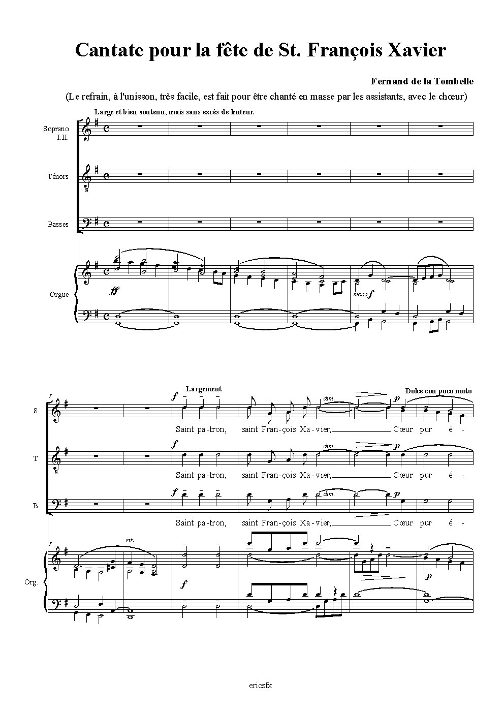 Cantate pour la fête de St. François Xavier