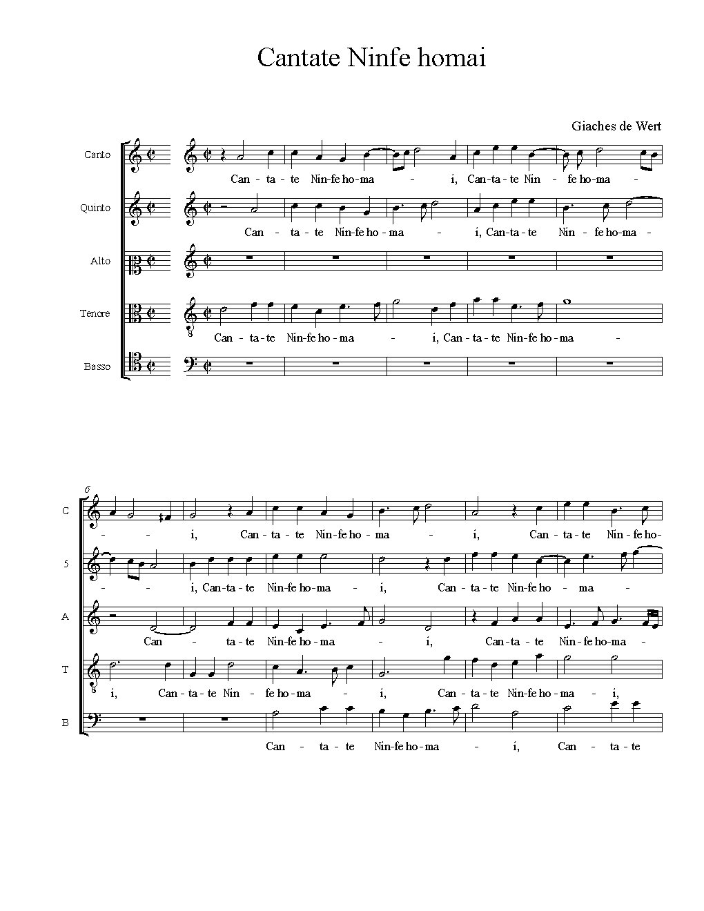 Cantate Ninfe homai - Choir Script PDF Thumbnail