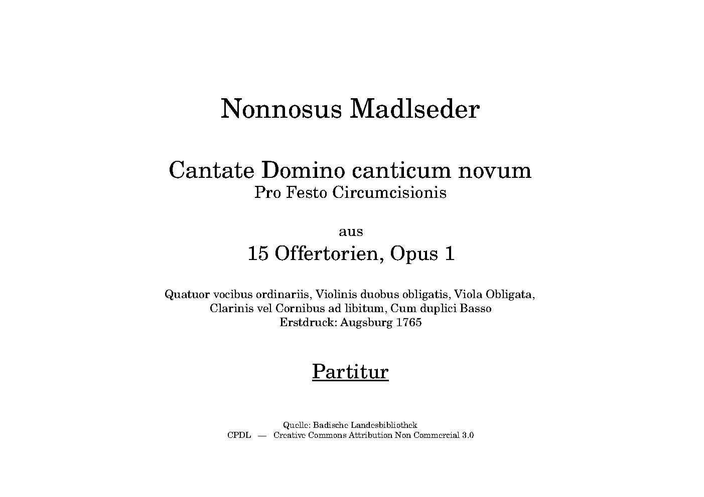 Cantate Domino canticum novum, Op. 1,1 - Choir Script PDF Thumbnail