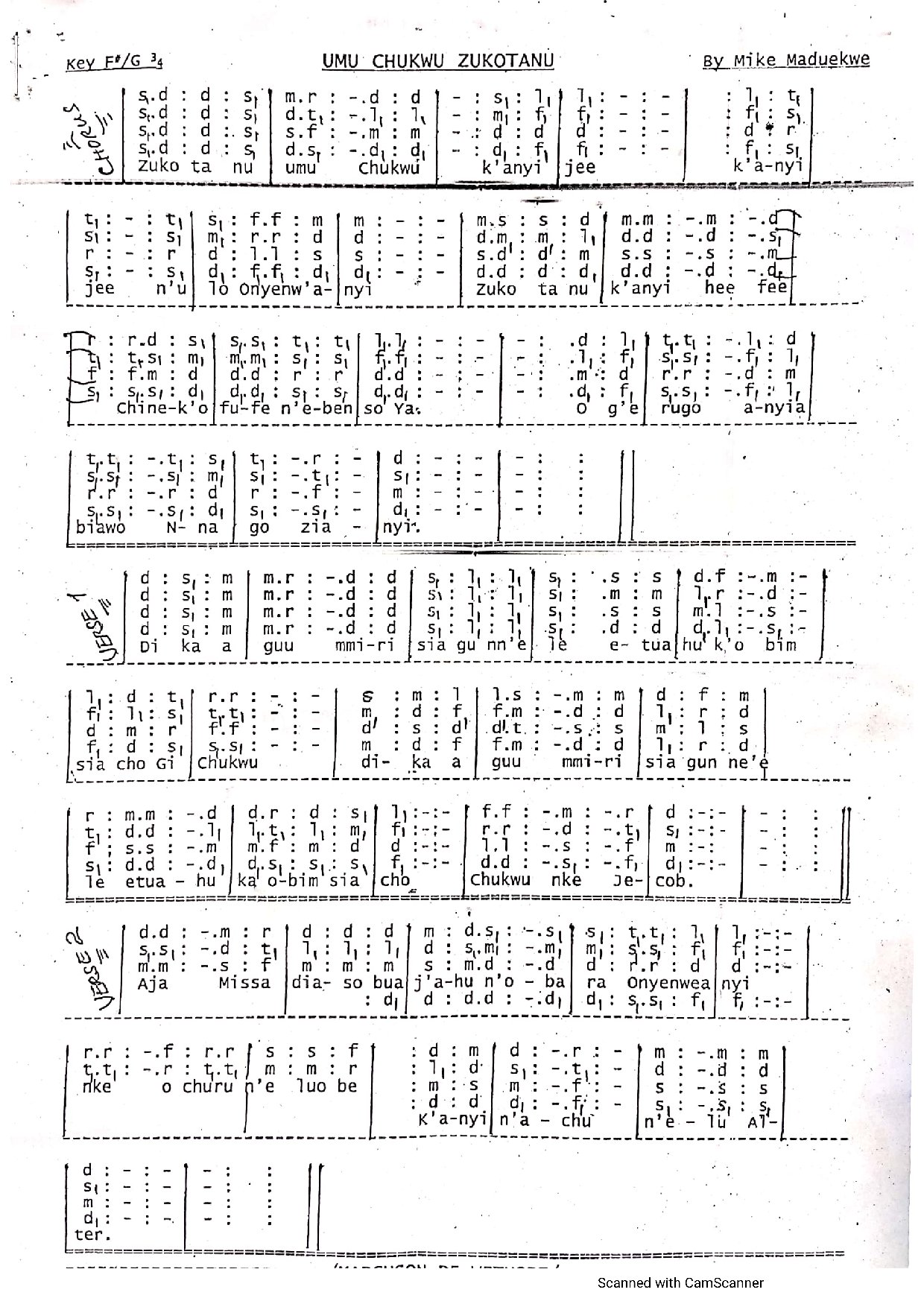 Umu Chukwu Zukotanu ~ Mike Mmaduekwe - Download Choir Script PDF