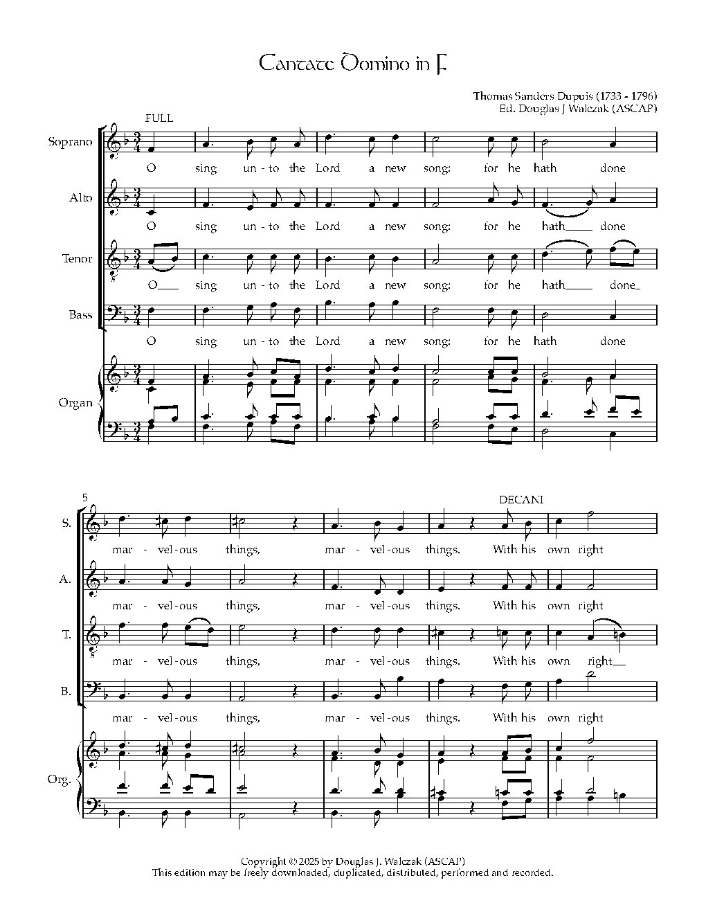 Cantate Domino in F