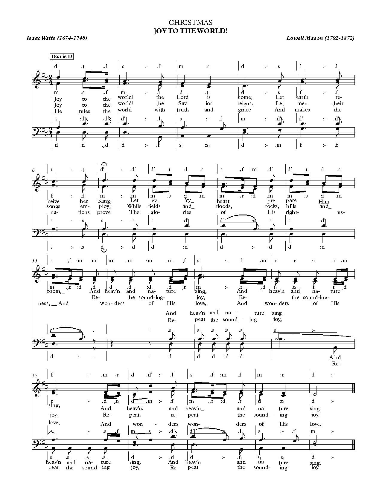 Joy To The World - Download Choir Script PDF