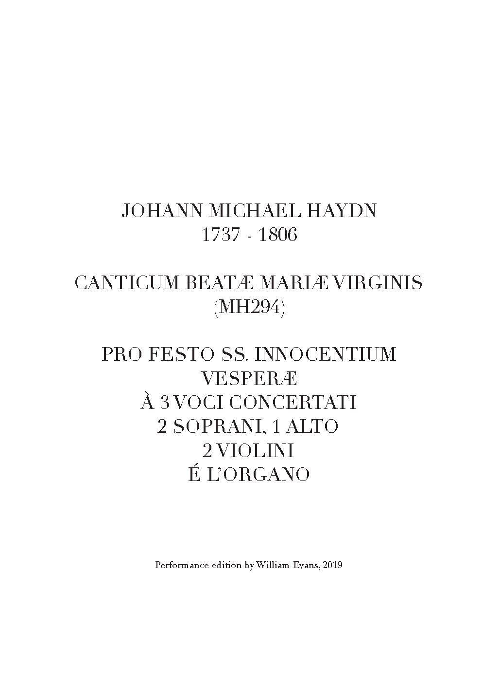 Canticum Beatæ Mariæ Virginis (Magnificat) MH294