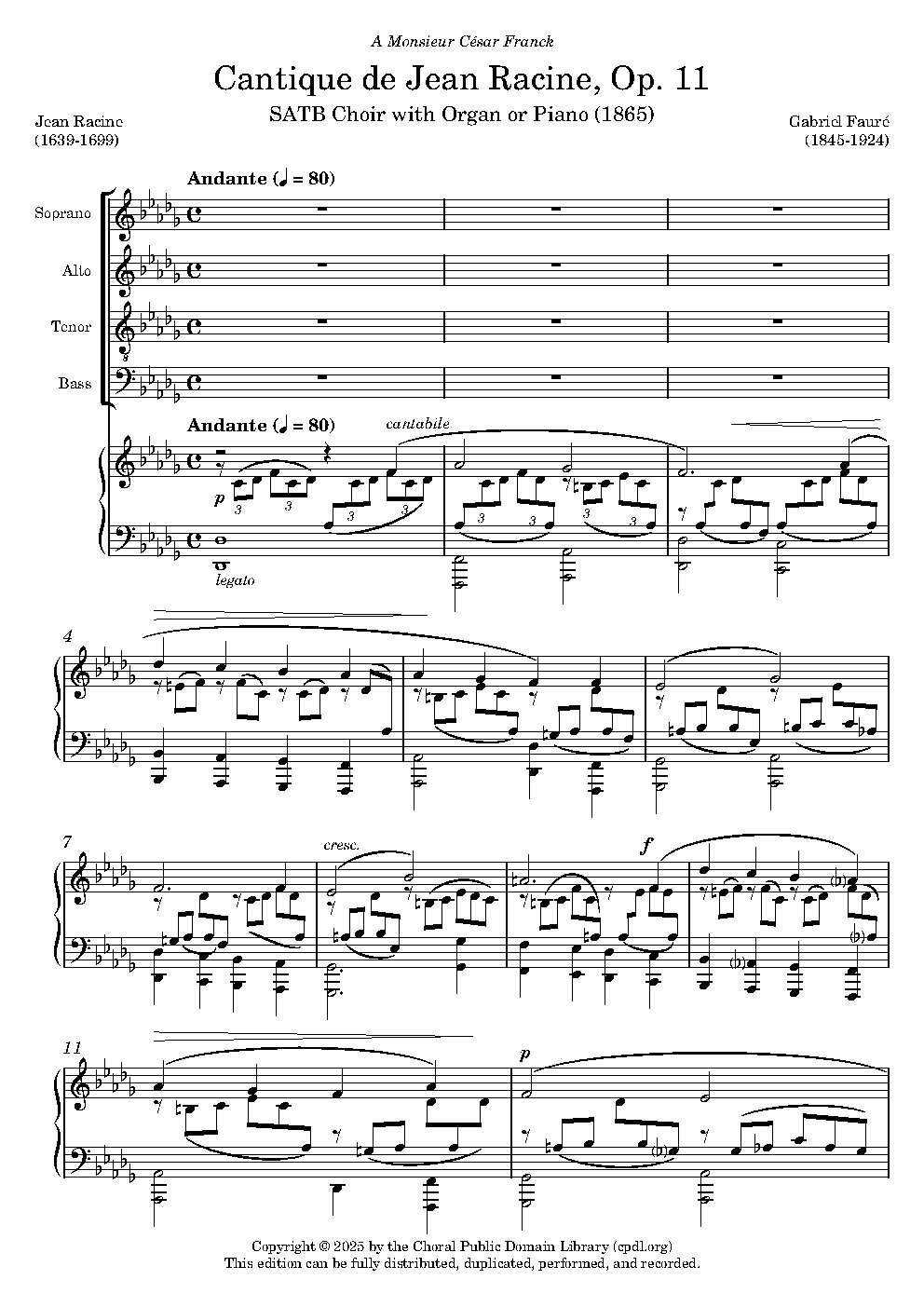 Cantique de Jean Racine, Op. 11