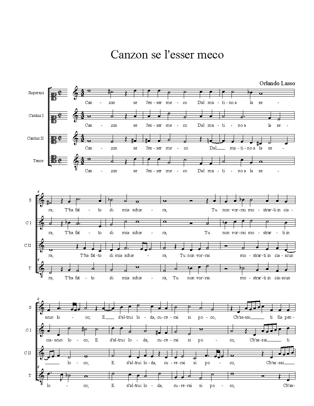 Canzon se l'esser meco