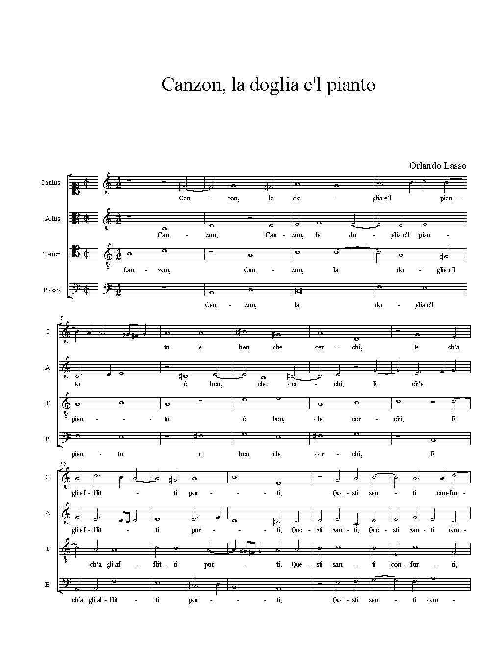 Canzon la doglia e'l pianto