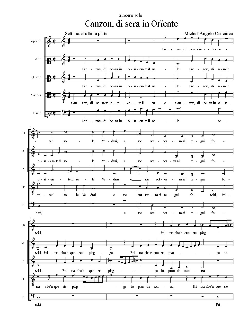 Canzon, di sera in Orïente