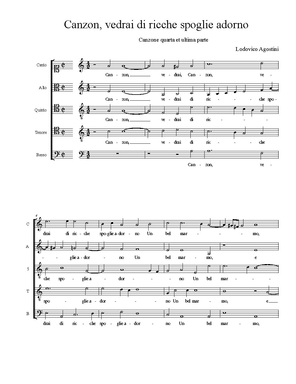Canzon, vedrai di ricche spoglie adorno