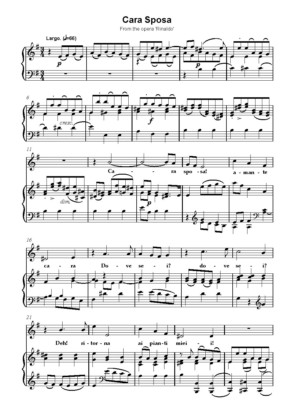 Cara sposa, amante cara - Choir Script PDF Thumbnail