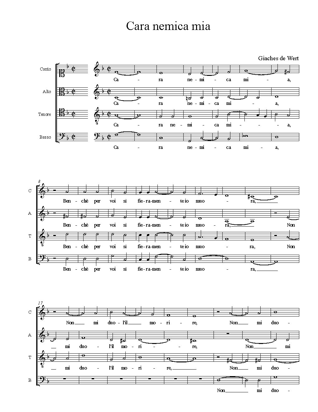 Cara nemica mia - Choir Script PDF Thumbnail