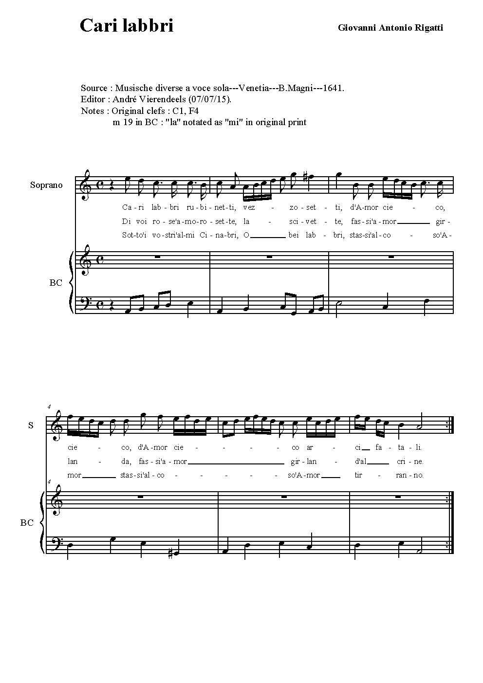 Cari labbri rubinetti - Choir Script PDF Thumbnail