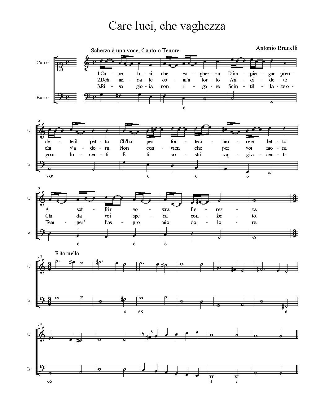 Care luci, che vaghezza - Choir Script PDF Thumbnail
