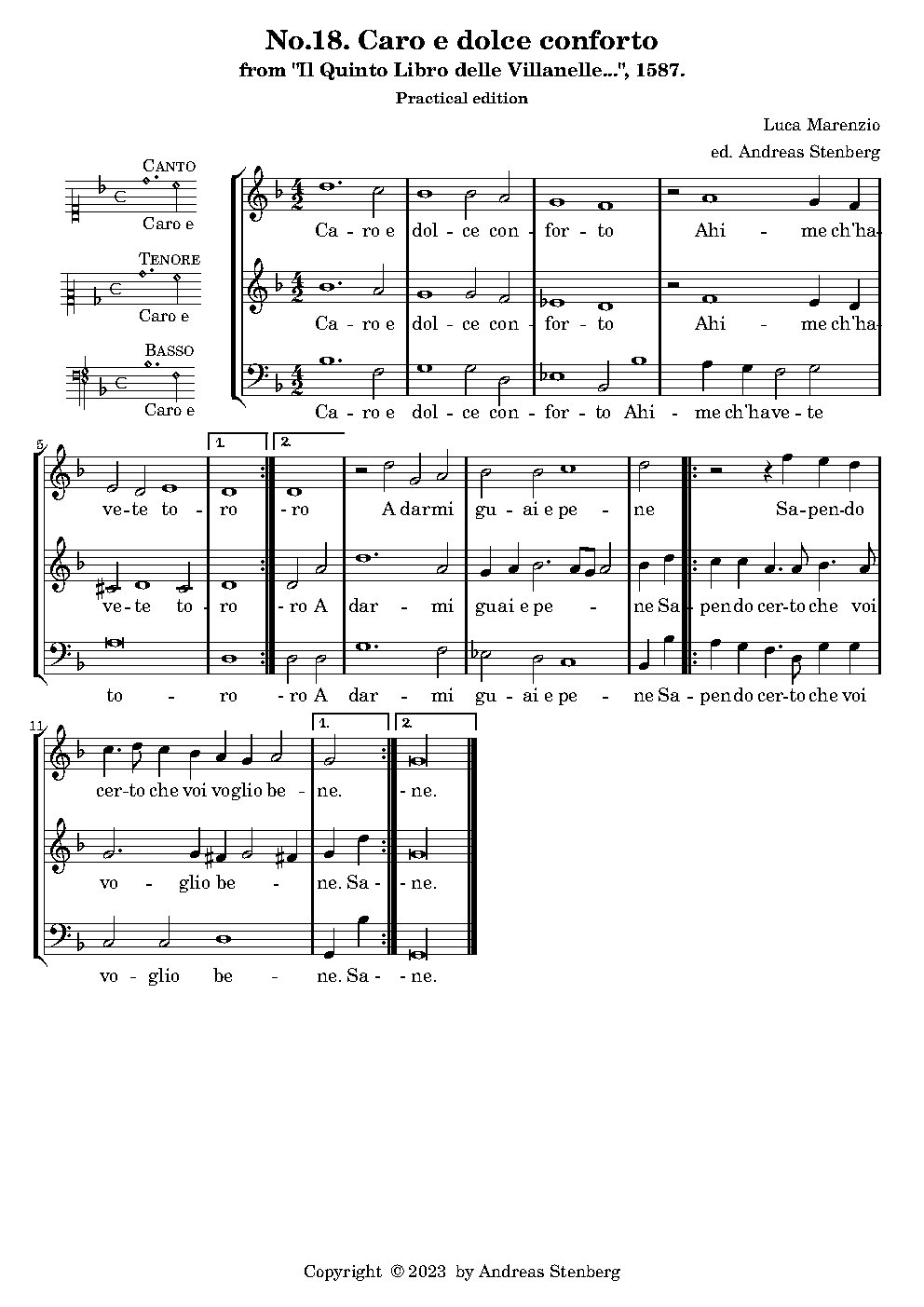 Caro e dolce conforto - Choir Script PDF Thumbnail