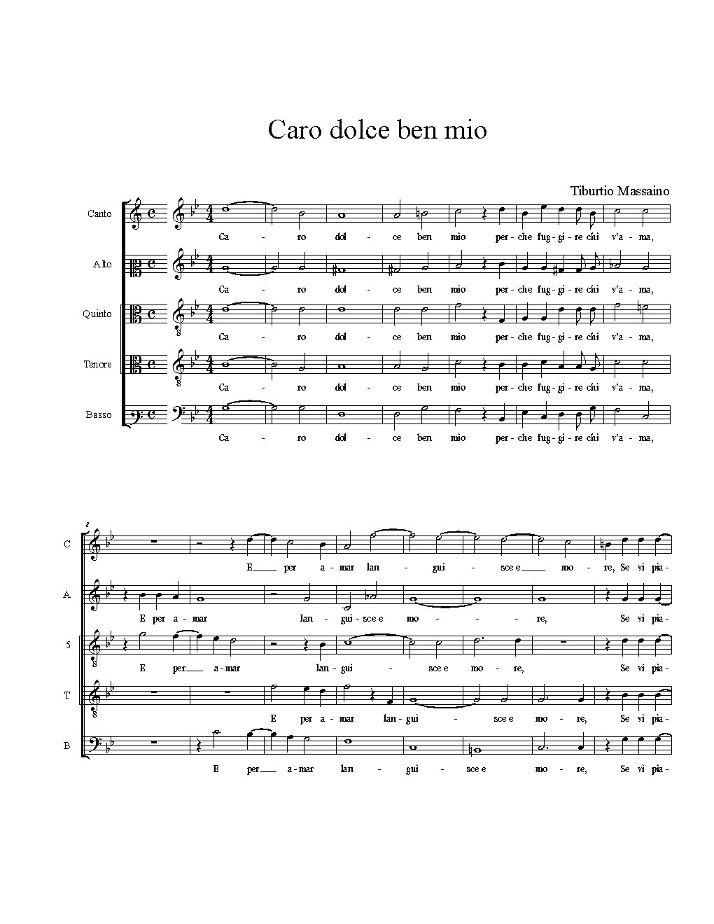 Caro dolce ben mio - Choir Script PDF Thumbnail