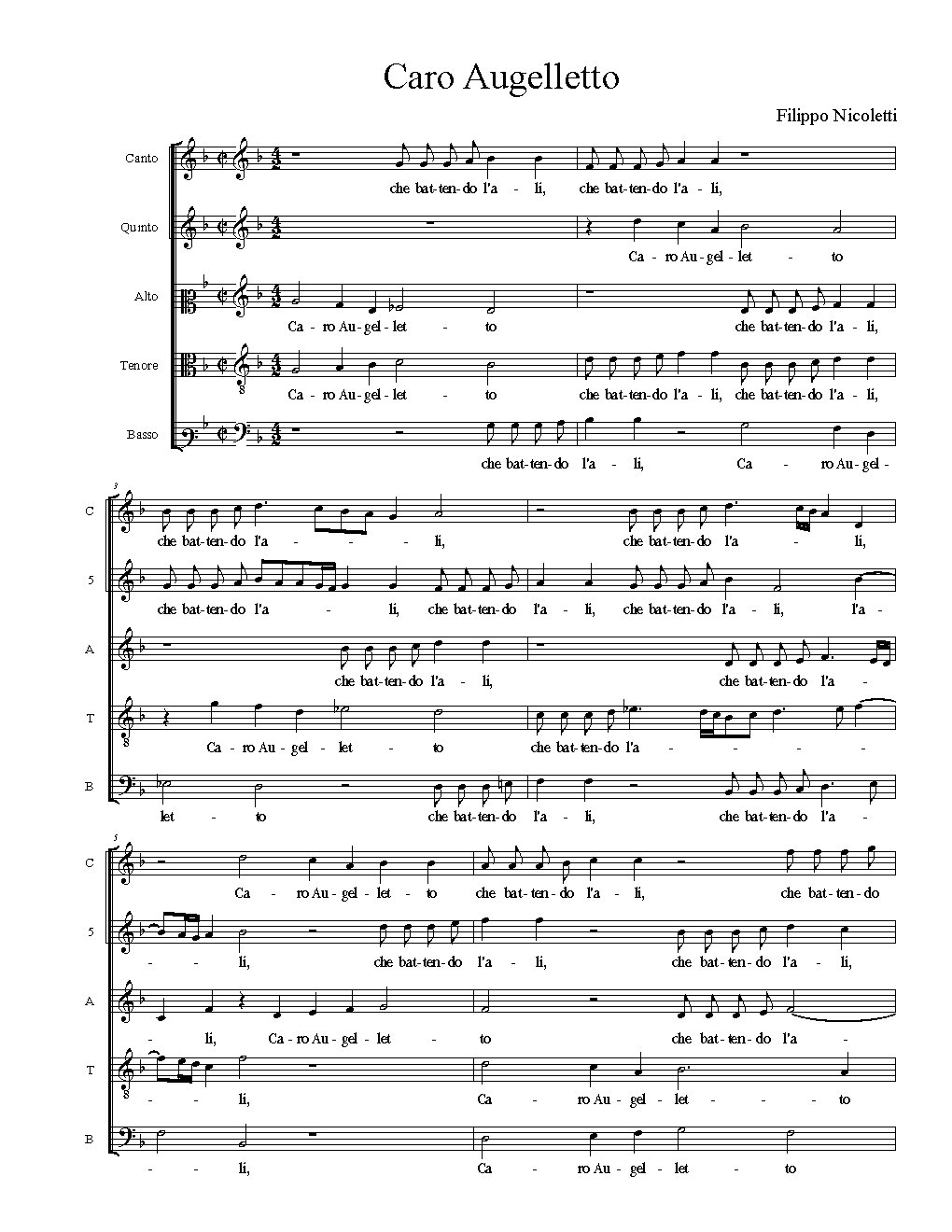 Caro Augelletto - Choir Script PDF Thumbnail