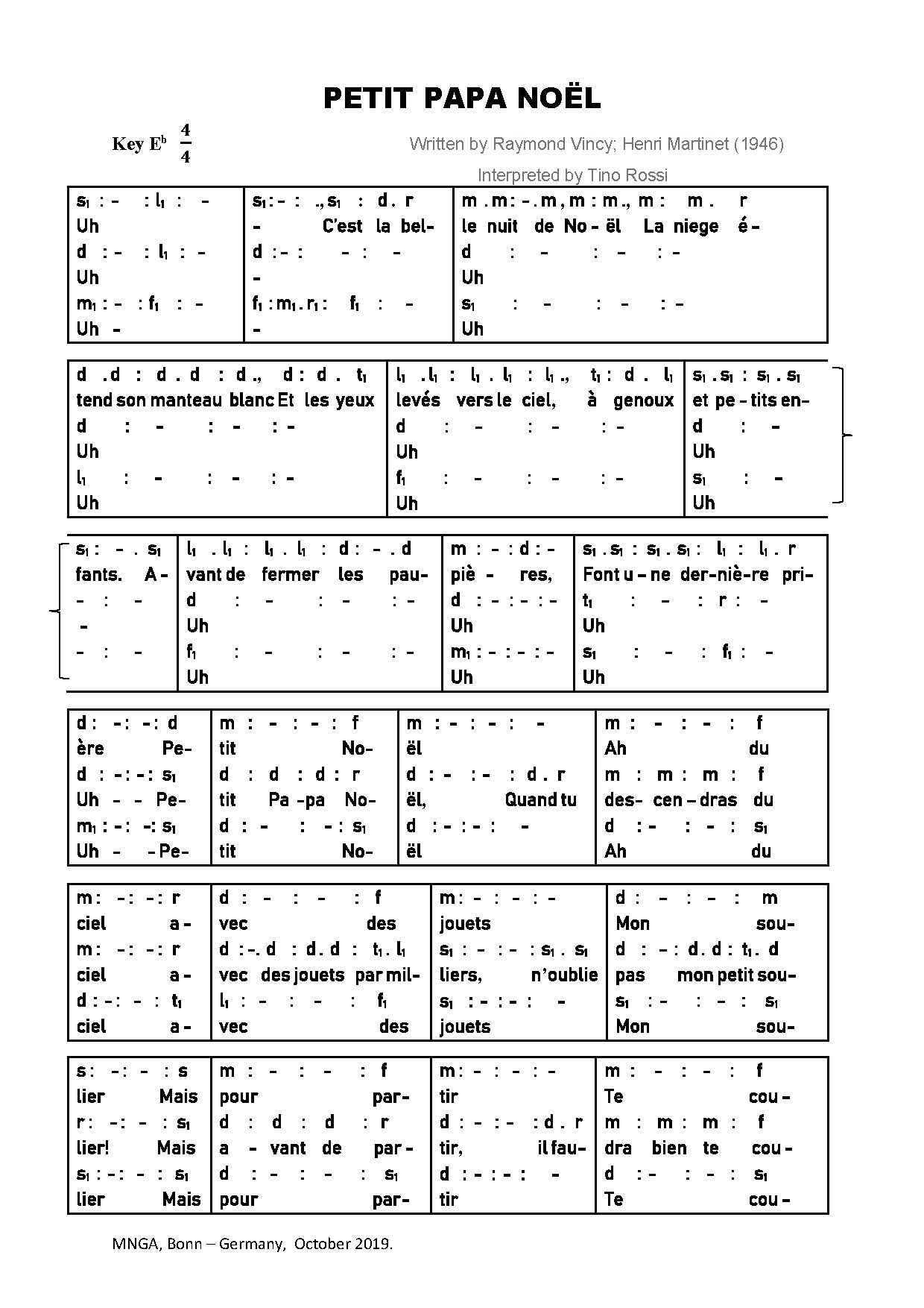 Petit Papa Noel - Download Choir Script PDF