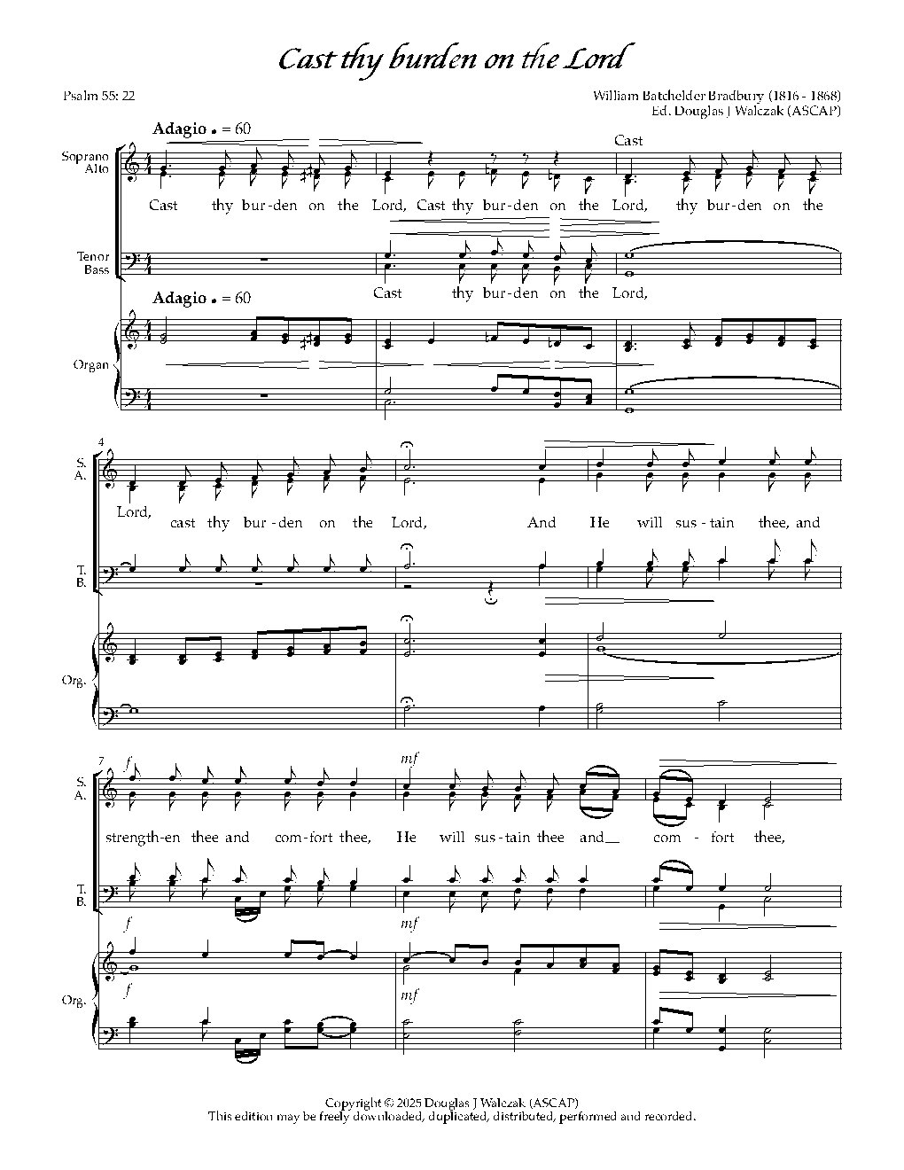 Cast thy burden on the Lord - Choir Script PDF Thumbnail
