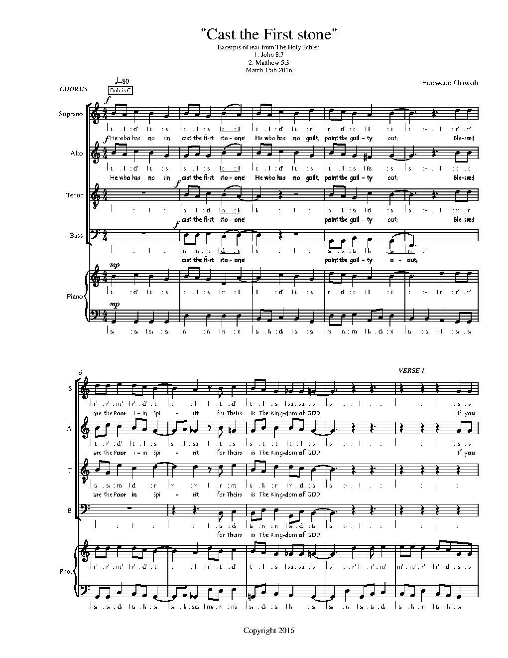 Cast the first stone - Choir Script PDF Thumbnail