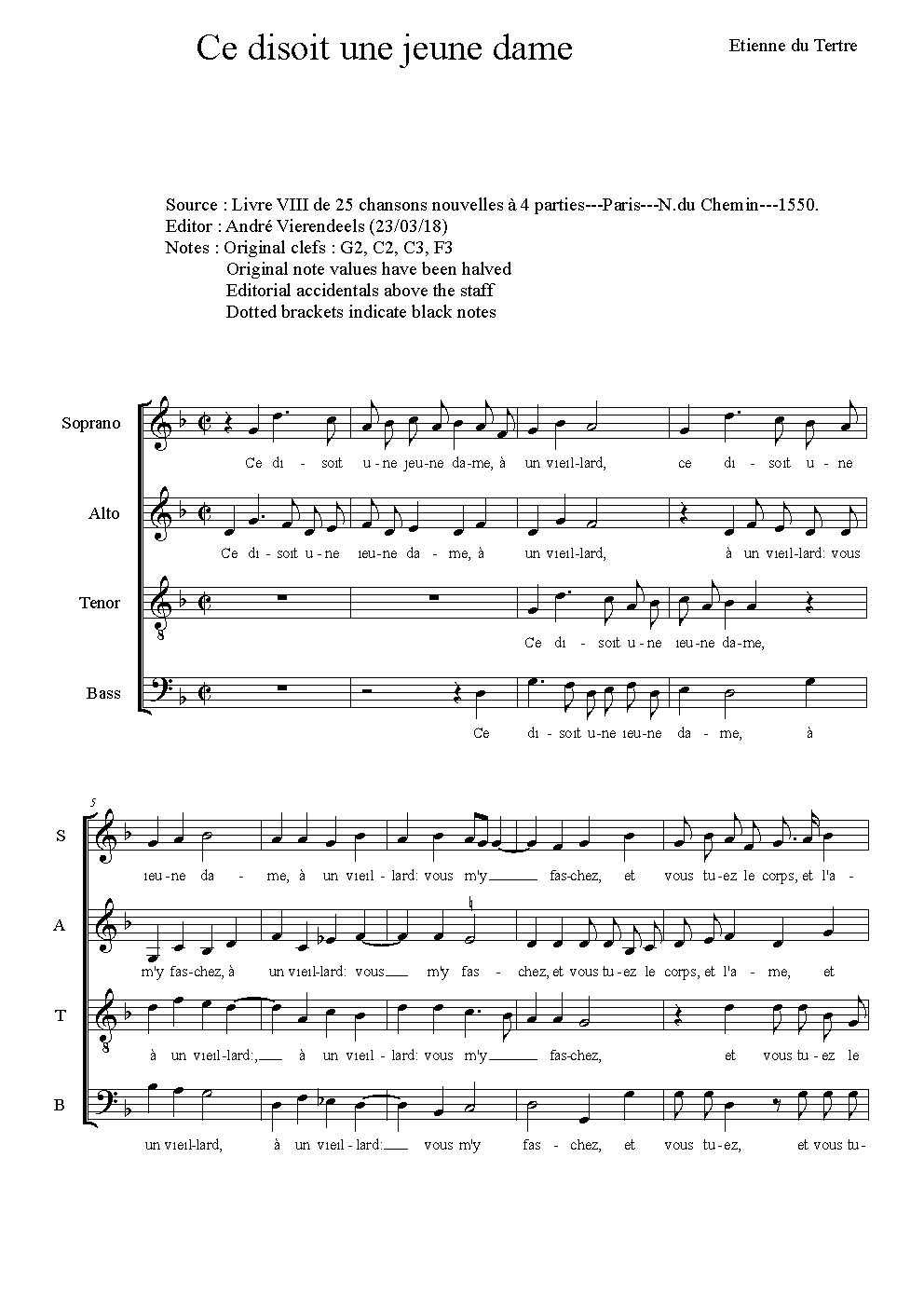 Ce disoit une jeune dame - Choir Script PDF Thumbnail