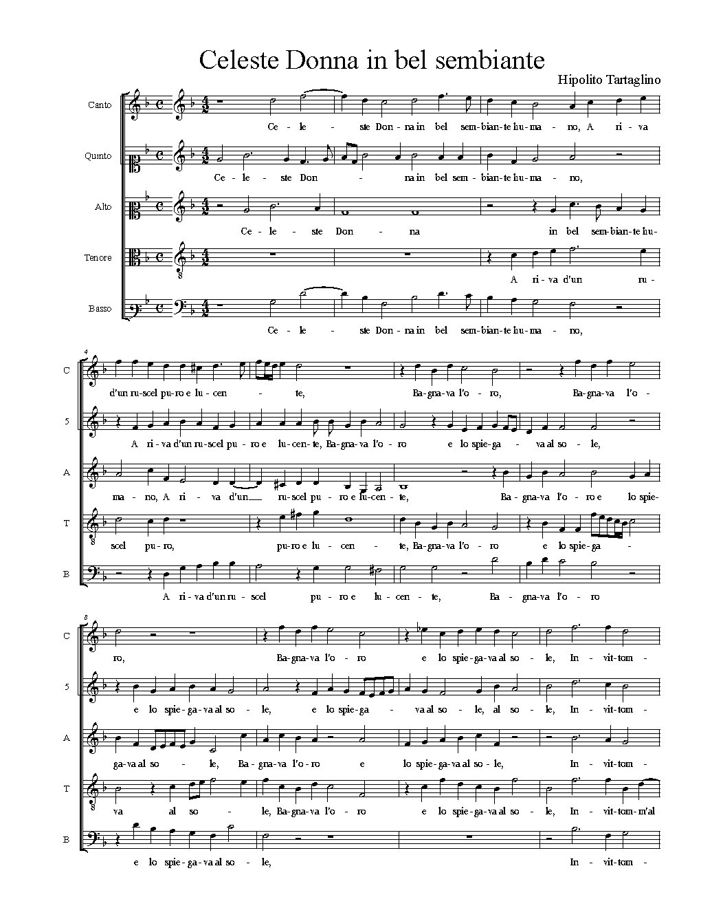 Celeste Donna in bel sembiante - Choir Script PDF Thumbnail