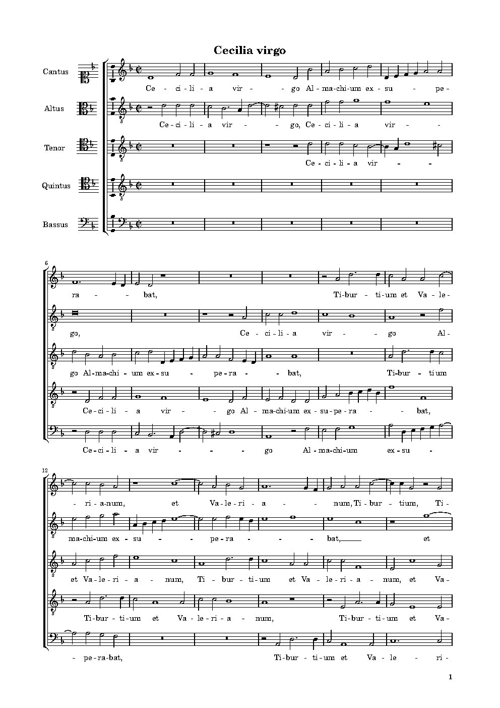Cecilia virgo - Choir Script PDF Thumbnail
