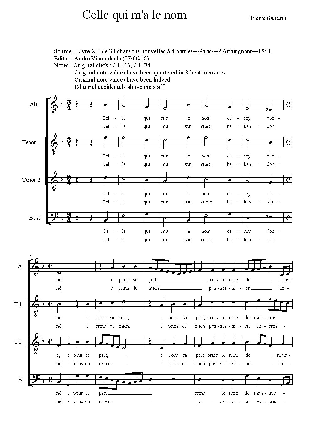 Celle qui m'a le nom - Choir Script PDF Thumbnail
